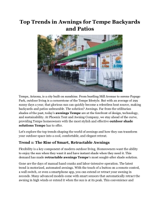 Top Trends in Awnings for Tempe Backyards and Patios