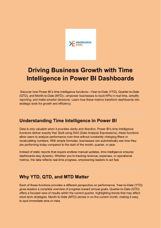 Driving Business Growth with Time Intelligence in Power BI Dashboards