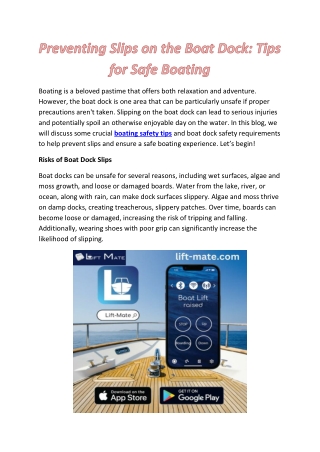 Prevent Slips on the Boat Dock: Essential Boating Safety Tips | Lift Mate