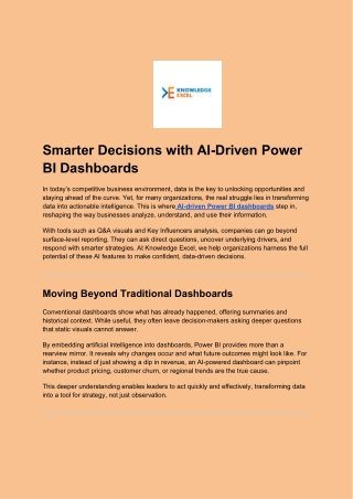 Smarter Decisions with AI-Driven Power BI Dashboards