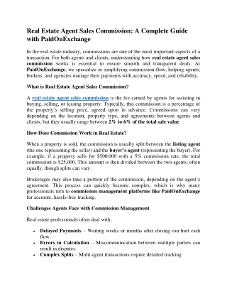 Real Estate Agent Sales Commission - A Complete Guide with PaidOnExchange