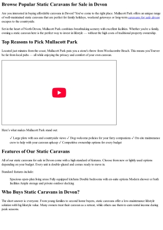 Explore Top Static Caravans for Sale in Devon