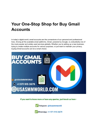 Your One-Stop Shop for Buy Gmail Accounts