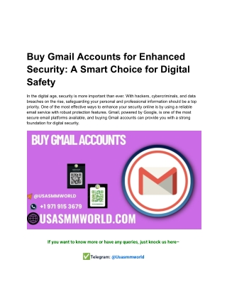 Buy Gmail Accounts for Enhanced Security_ A Smart Choice for Digital Safety