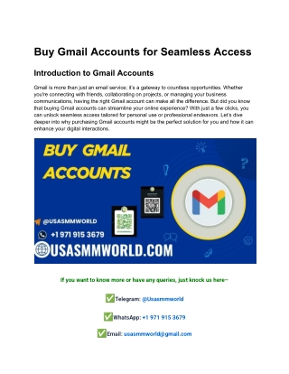 Buy Gmail Accounts for Seamless Access
