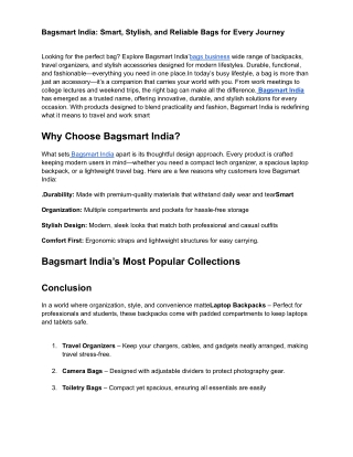 Bagsmart India_ Smart, Stylish, and Reliable Bags for Every Journey