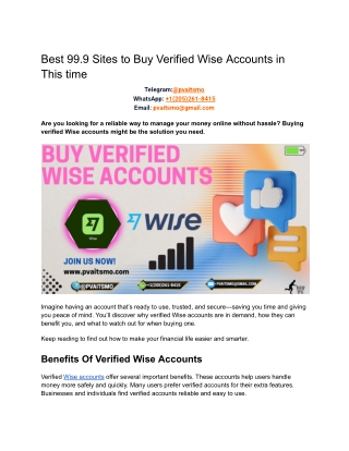 Best 99.9 Sites to Buy Verified Wise Accounts in This time