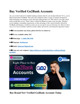 A Quick Ways to Buy,Verified Go2Bank Accounts