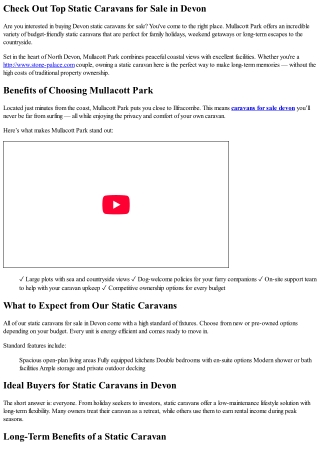 Discover Top Static Caravans for Sale in Devon