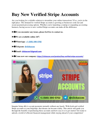 Most 18 Sites to Buy Verified Stripe Accounts with Instant Payout Option