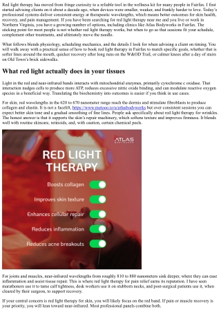 Red Light Therapy in Fairfax: Best Times to Book Your Session