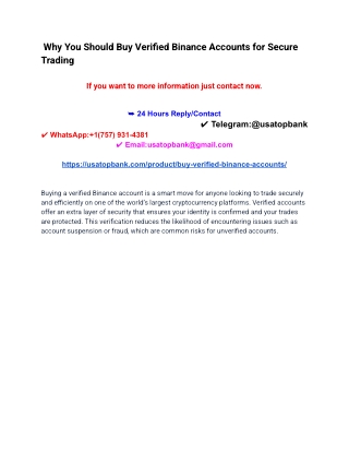 Why You Should Buy Verified Binance Accounts for Secure Trading