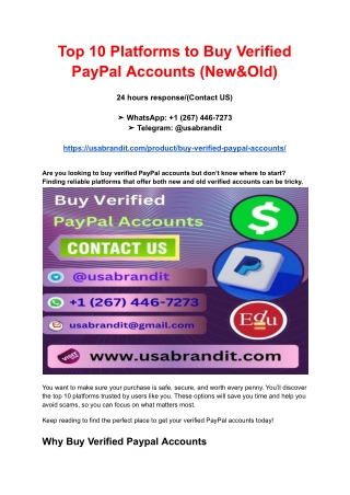 Top 10 Platforms to Buy Verified PayPal Accounts (New&Old)