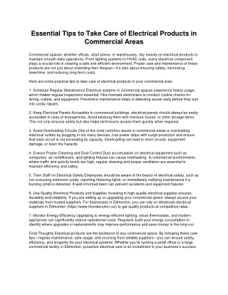 Essential Tips to Take Care of Electrical Products in Commercial Areas