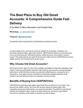The Best Place to Buy Old Gmail Accounts_ A Comprehensive Guide Fast Delivery