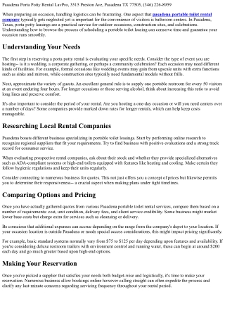Browsing the Process of Reserving a Porta Potty Rental in Pasadena TX