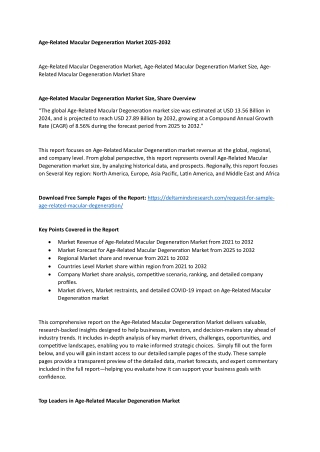 Age-Related Macular Degeneration Market 2025-2032