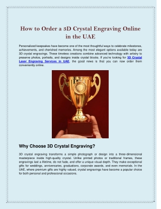 How to Order a 3D Crystal Engraving Online in the UAE