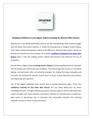 Building Confidence in Love Again: Expert Coaching for Women After Divorce