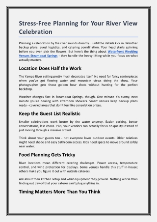 Stress-Free Planning for Your River View Celebration