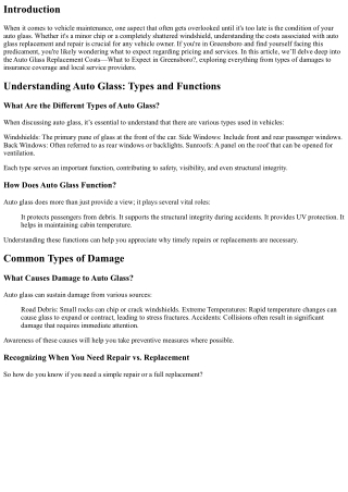 Auto Glass Replacement Costs—What to Expect in Greensboro?