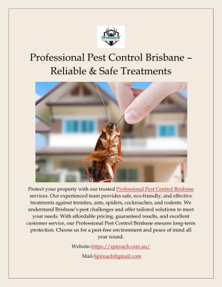 Professional Pest Control Brisbane – Reliable & Safe Treatments