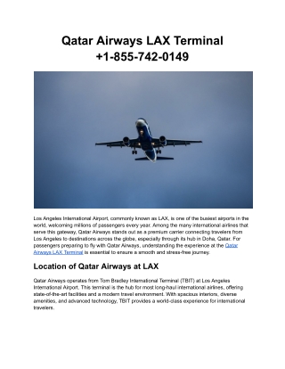 Qatar Airways LAX Terminal  1-855-742-0149
