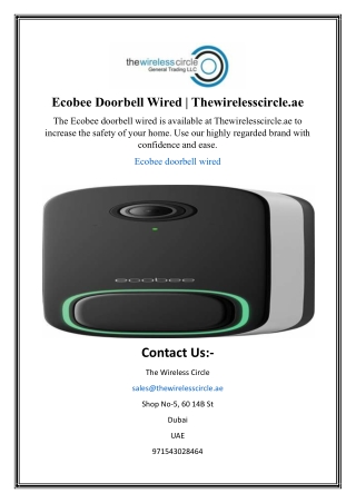 Ecobee Doorbell Wired | Thewirelesscircle.ae