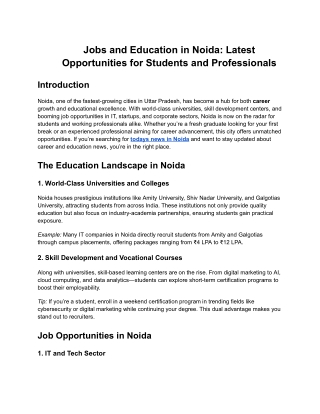 Jobs and Education in Noida_ Latest Opportunities for Students and Professionals