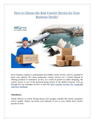 How to Choose the Best Courier Service for Your Business Needs