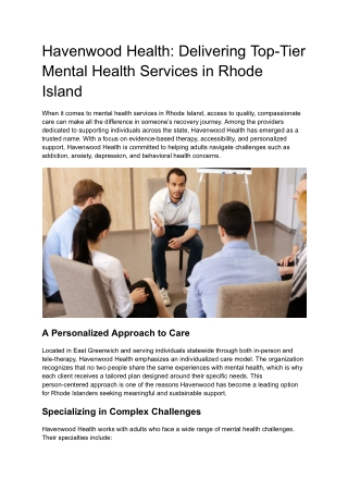 Havenwood Health_ Delivering Top-Tier Mental Health Services in Rhode Island