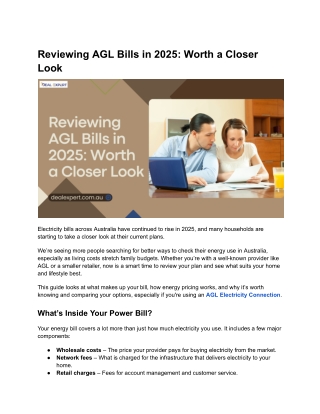 Reviewing AGL Bills in 2025: Worth a Closer Look