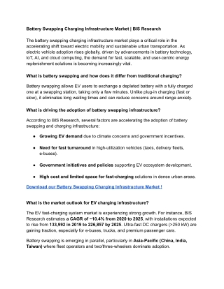 Battery Swapping Charging Infrastructure Market Report - 22 September 2025