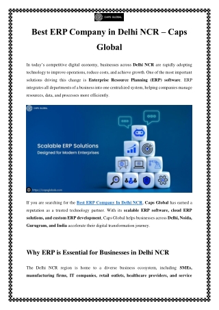 Best ERP Company in Delhi NCR | Caps Global