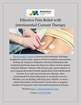 Effective Pain Relief with Interferential Current Therapy
