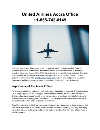United Airlines Accra Office  1-855-742-0149