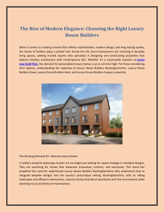 The Rise of Modern Elegance: Choosing the Right Luxury House Builders