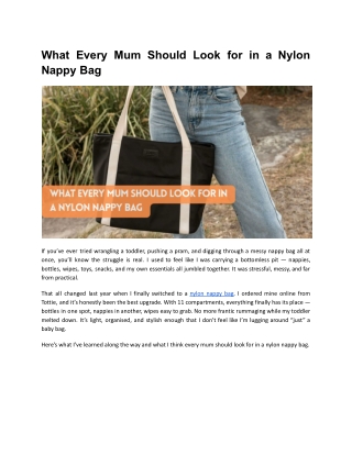 What Every Mum Should Look for in a Nylon Nappy Bag