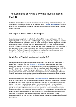The Legalities of Hiring a Private Investigator