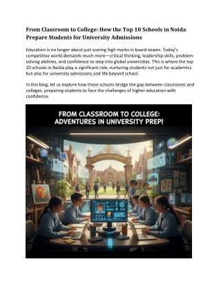 From Classroom to College How the Top 10 Schools in Noida Prepare Students for University Admissions