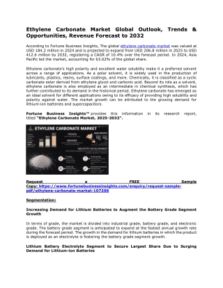 Ethylene Carbonate Market Emerging Trends, Revenue Analysis & Forecast, 2032