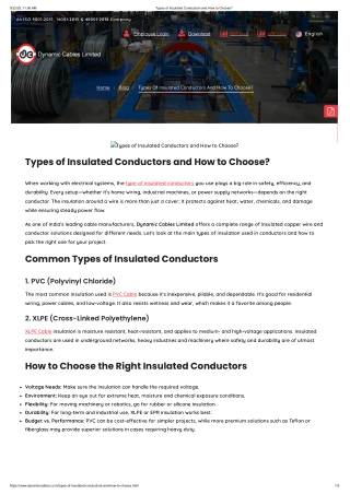 Types of Insulated Conductors and How to Choose
