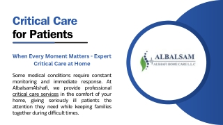 Critical Care for Patients in Dubai,UAE -  AlbalsamAlshafi