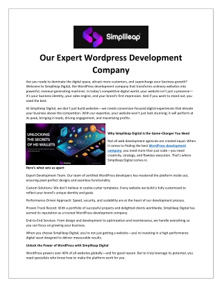 Our Expert Wordpress Development Company