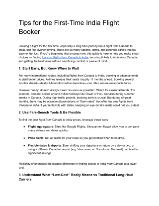 Smart Tips for First-Time India Flight Bookers – Low Cost Flights from Canada to