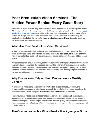 _Post Production Video Services_ The Hidden Power Behind Every Great Story