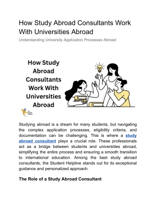 How Study Abroad Consultants Work With Universities Abroad