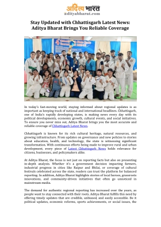 Stay Updated with Chhattisgarh Latest News Aditya Bharat Brings You Reliable Coverage