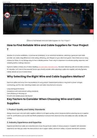 How to Find Reliable Wire and Cable Suppliers for Your Project