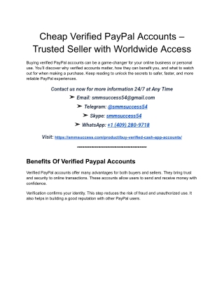 Cheap Verified PayPal Accounts – Trusted Seller with Worldwide Access